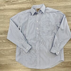 Roundtree & Yorke Gold Label Fitted Non-Iron Point Collar Striped Dress Shirt XL